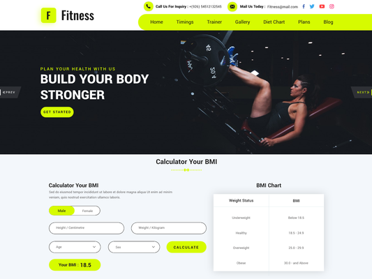 Free Gym Trainer WordPress Theme