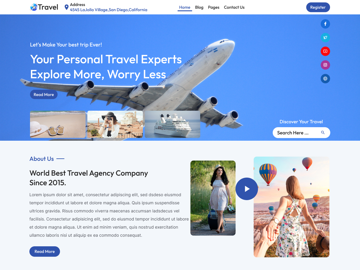 Free Travel WordPress Theme