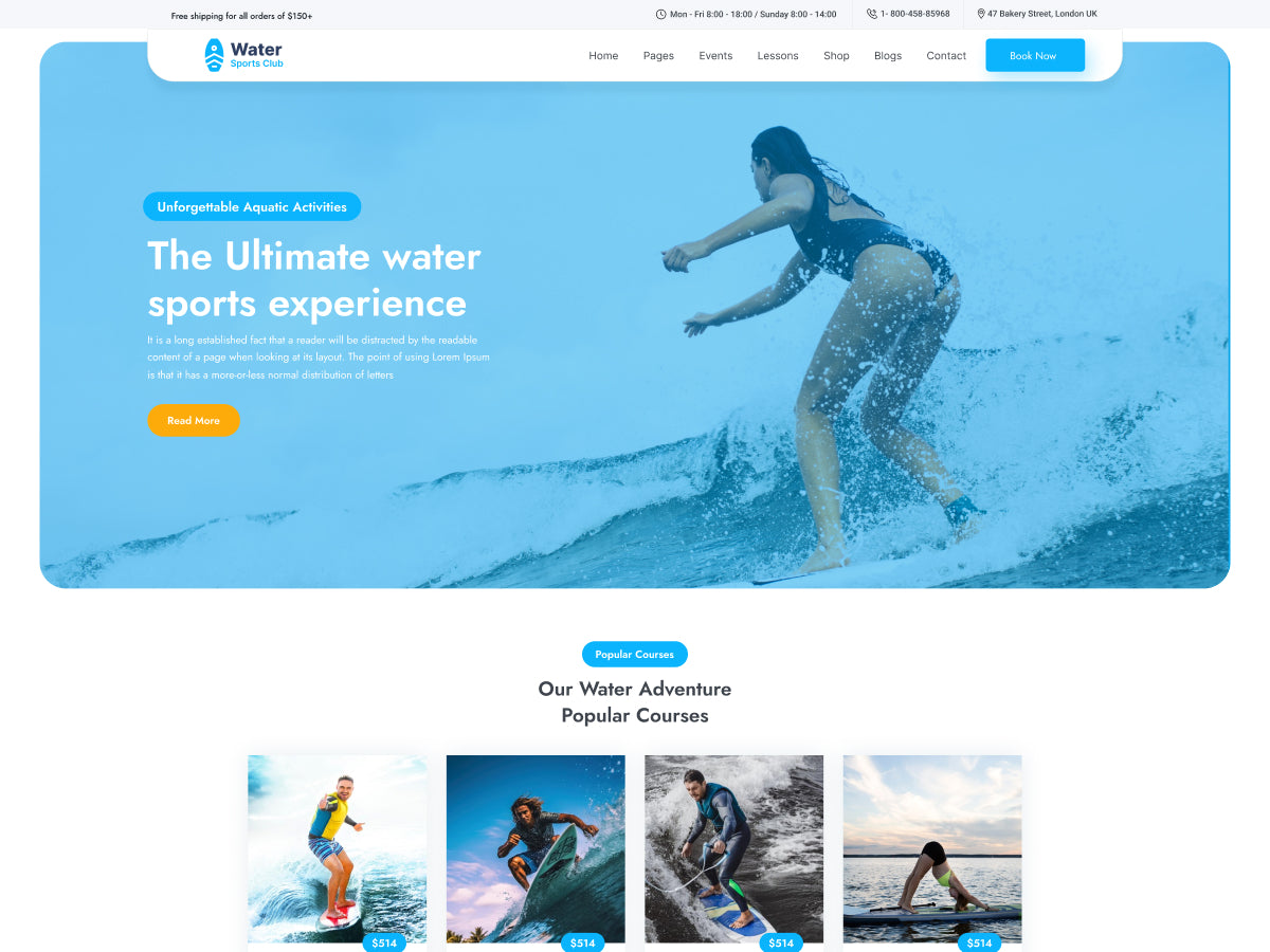 Free Water Sports WordPress Theme